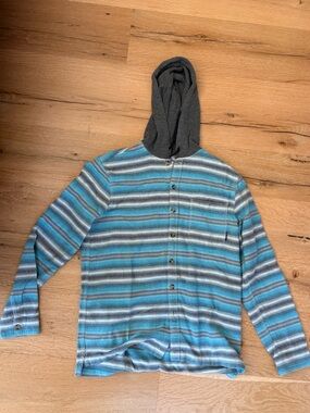 Billabong Striped Button-Up Hoodie Shirt